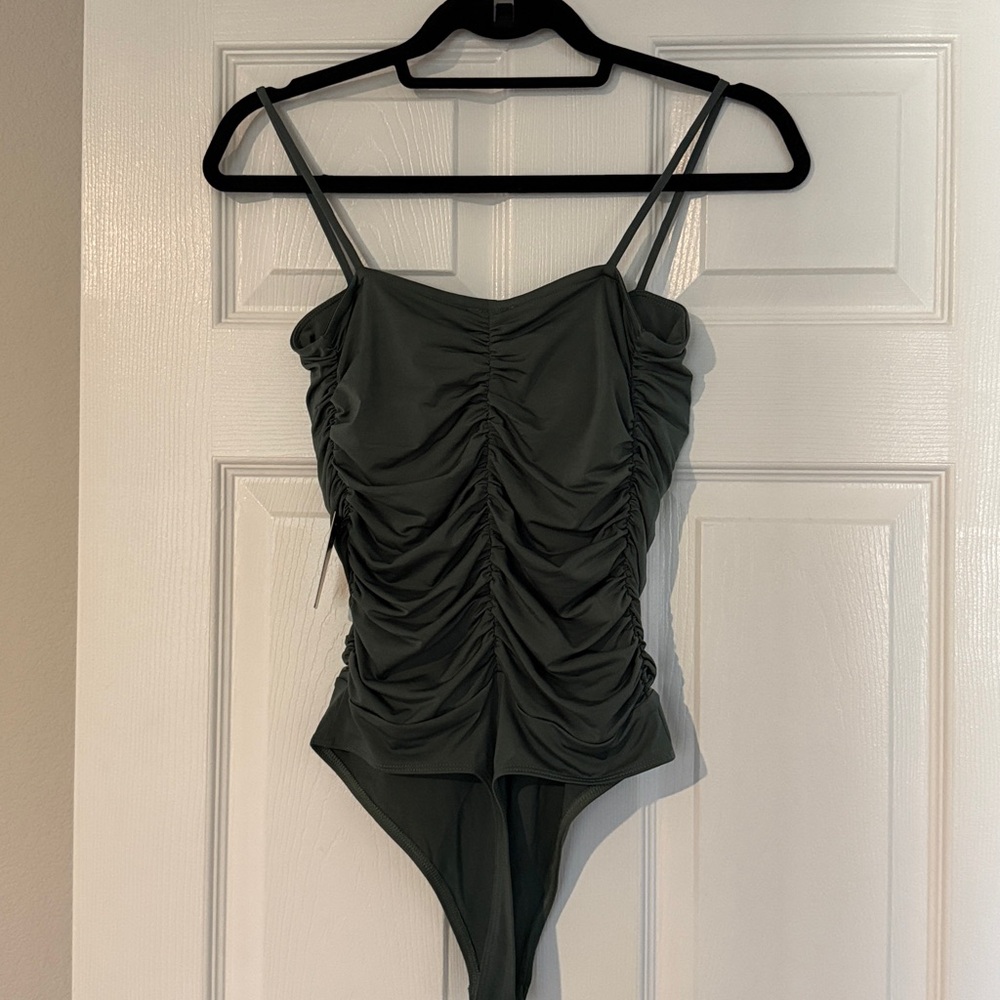 Express Olive Ruched Bodysuit - Picture 7 of 7
